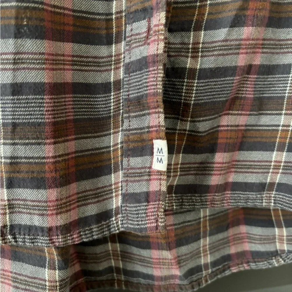 Melrose and Market Plaid Flannel Buttoned Plaid Warm Rustic w Front Pockets SM